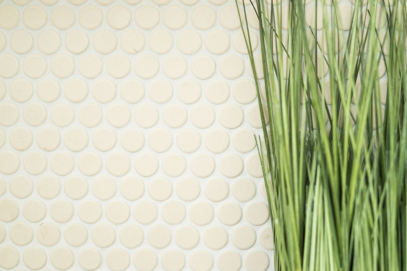 Botón de mosaico LOOP redondo mosaico beige claro mate antideslizante pared cocina ducha baño - MOS10-1202-R10