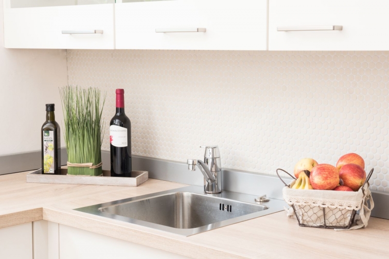 Botón de mosaico LOOP redondo mosaico beige claro mate antideslizante pared cocina ducha baño - MOS10-1202-R10