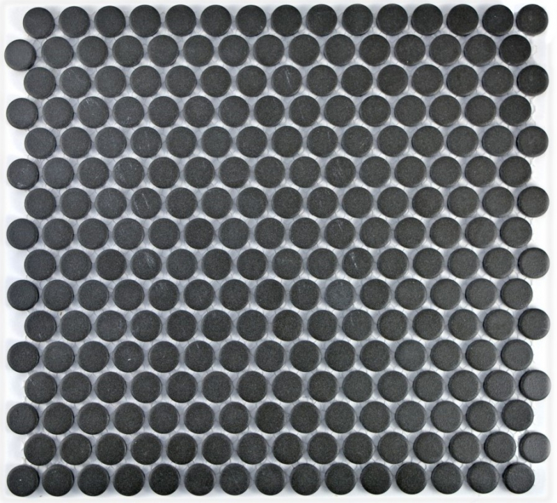 Botón mosaico LOOP redondo mosaico plato de ducha suelo negro antracita MOS10-0304-R10_f