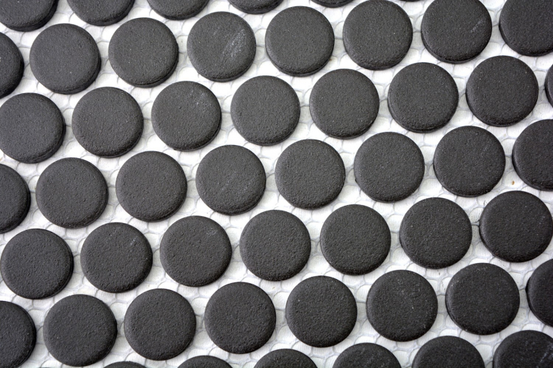 Botón mosaico LOOP redondo mosaico plato de ducha suelo negro antracita MOS10-0304-R10_f