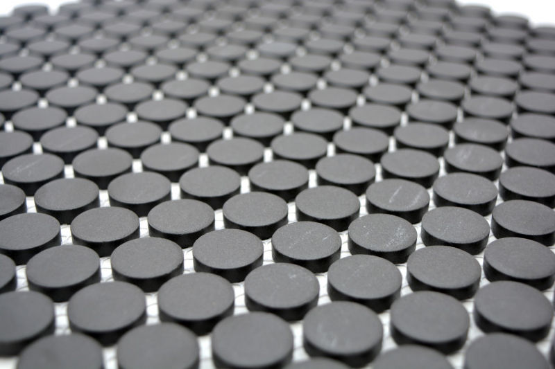 Botón mosaico LOOP redondo mosaico plato de ducha suelo negro antracita MOS10-0304-R10_f