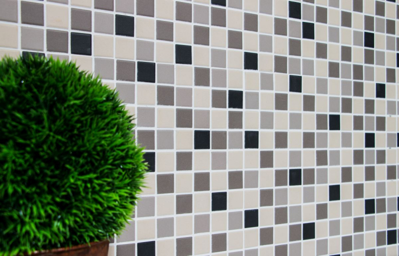 Azulejo de mosaico de cerámica de color beige claro gris sin esmaltar salpicadero de la cocina MOS18-0205_f