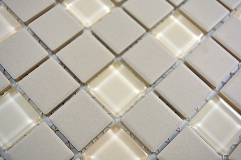 Plato de ducha mosaico cerámico beige claro sin esmaltar mosaico de vidrio MOS18-1212-R10_f