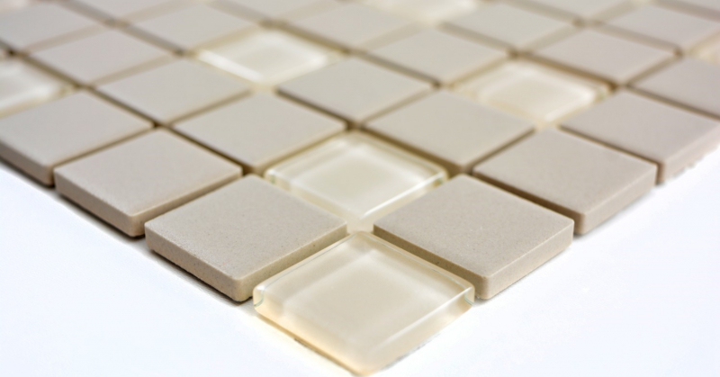 Plato de ducha mosaico cerámico beige claro sin esmaltar mosaico de vidrio MOS18-1212-R10_f
