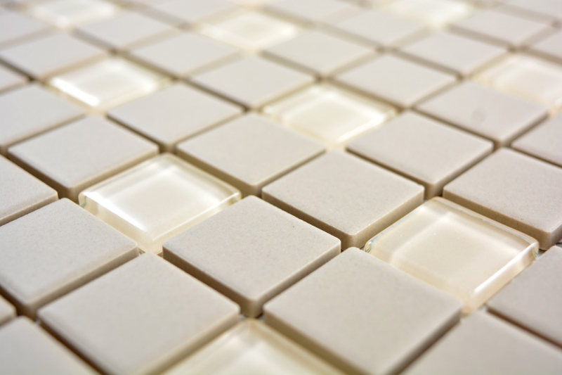 Plato de ducha mosaico cerámico beige claro sin esmaltar mosaico de vidrio MOS18-1212-R10_f