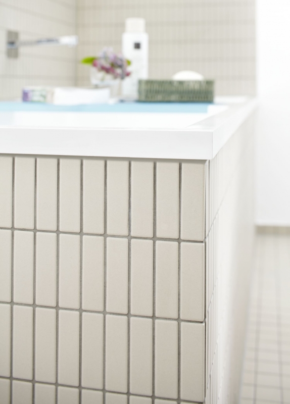 Rod mosaico de cerámica de color beige claro sin esmaltar antideslizante plato de ducha azulejos azulejos de baño - MOS24B-1211-R10