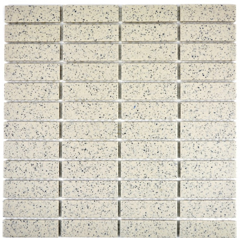Mosaico de cerámica crema blanco palos moteado sin esmaltar MOS24-0103-R10_f