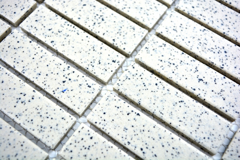 Mosaico de cerámica crema blanco palos moteado sin esmaltar MOS24-0103-R10_f