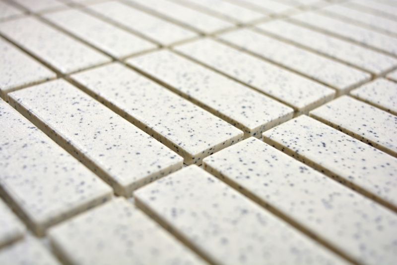 Mosaico de cerámica crema blanco palos moteado sin esmaltar MOS24-0103-R10_f