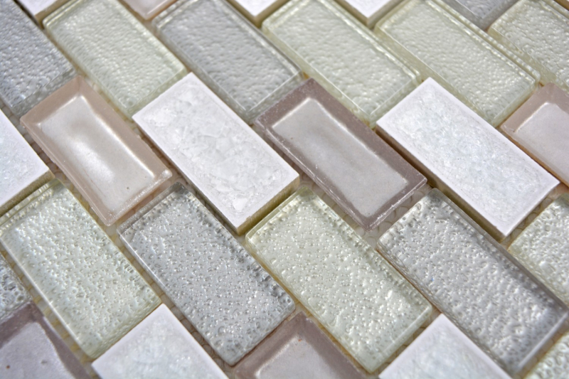 Azulejo mosaico Cerámica translúcida blanco Mosaico de vidrio ladrillo Cerámica cristalina blanco ártico MOS83IC-0211_f