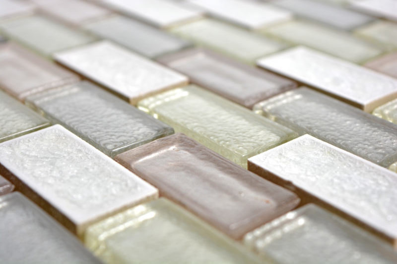 Azulejo de mosaico Cerámica translúcida blanco Mosaico de vidrio de ladrillo Cerámica de cristal blanco antiguo MOS83IC-0121_f
