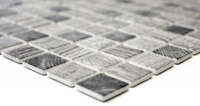 Mosaico de vidrio Revestimiento de pared sostenible Reciclaje textura de madera gris claro Azulejos backsplash MOS63-312