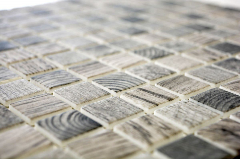 Mosaico de vidrio sostenible revestimiento de pared textura de madera reciclada gris beige azulejo backsplash MOS63-324