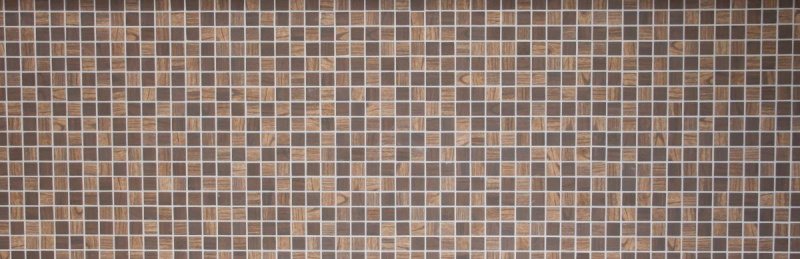Mosaico de vidrio Revestimiento de pared sostenible Reciclaje estructura de madera marrón oscuro Azulejos backsplash MOS63-410
