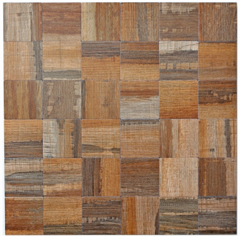 mosaico autoadhesivo azulejo ALU marrón metal madera aspecto oscuro azulejo espejo MOS200-2122