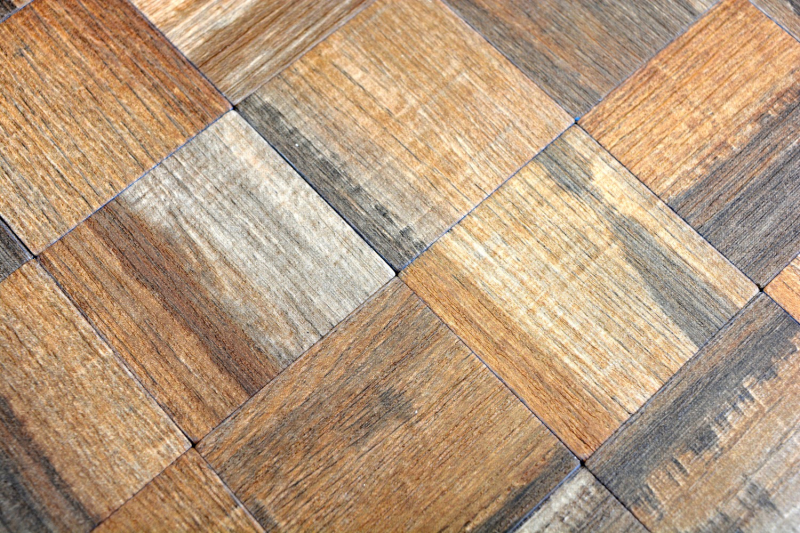 mosaico autoadhesivo azulejo ALU marrón metal madera aspecto oscuro azulejo espejo MOS200-2122