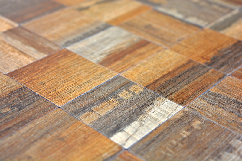 mosaico autoadhesivo azulejo ALU marrón metal madera aspecto oscuro azulejo espejo MOS200-2122
