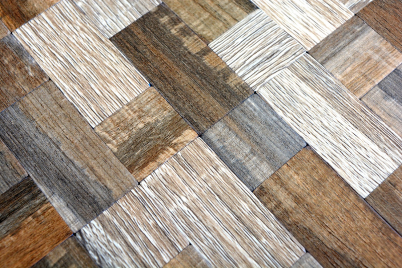 azulejo de mosaico autoadhesivo ALU gris beige metal madera mirada azulejo backsplash MOS200-2322