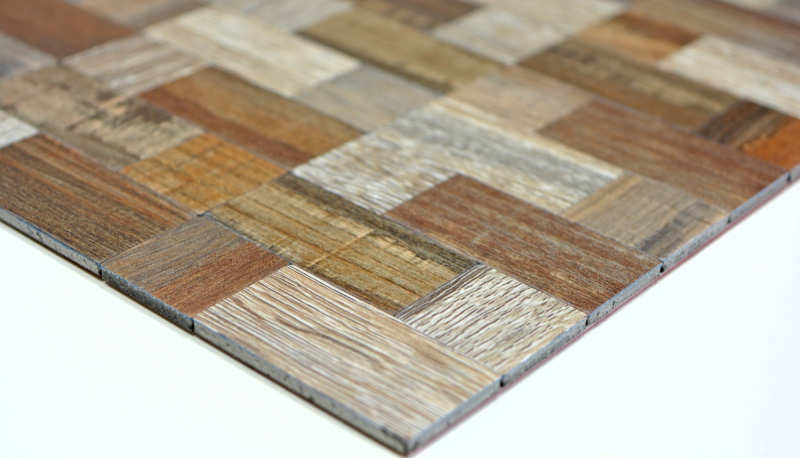 azulejo de mosaico autoadhesivo ALU gris beige metal madera mirada azulejo backsplash MOS200-2322