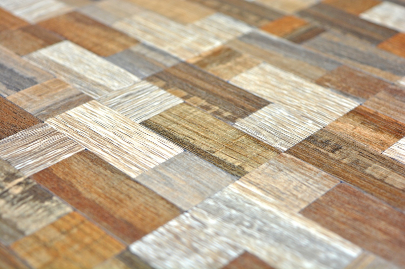 azulejo de mosaico autoadhesivo ALU gris beige metal madera mirada azulejo backsplash MOS200-2322