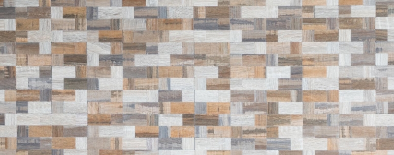 azulejo de mosaico autoadhesivo ALU gris beige metal madera mirada azulejo backsplash MOS200-2322