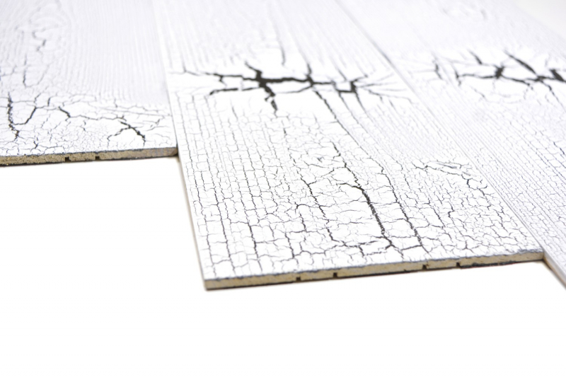 Paneles de madera autoadhesivos Revestimiento de pared Revestimiento de pared de madera Panel de pared blanco MOS170-W005 ( 9 piezas)
