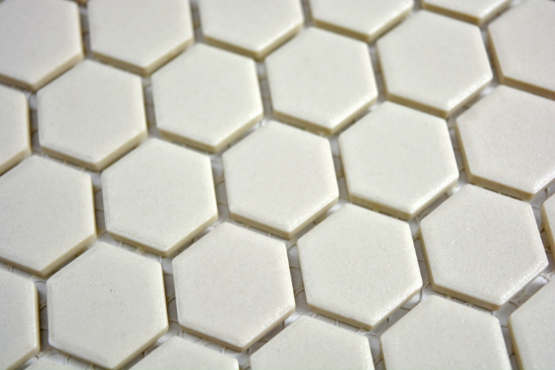 Mosaico de azulejos de cerámica hexágono blanco beige claro sin esmaltar MOS11A-1202-R10_f
