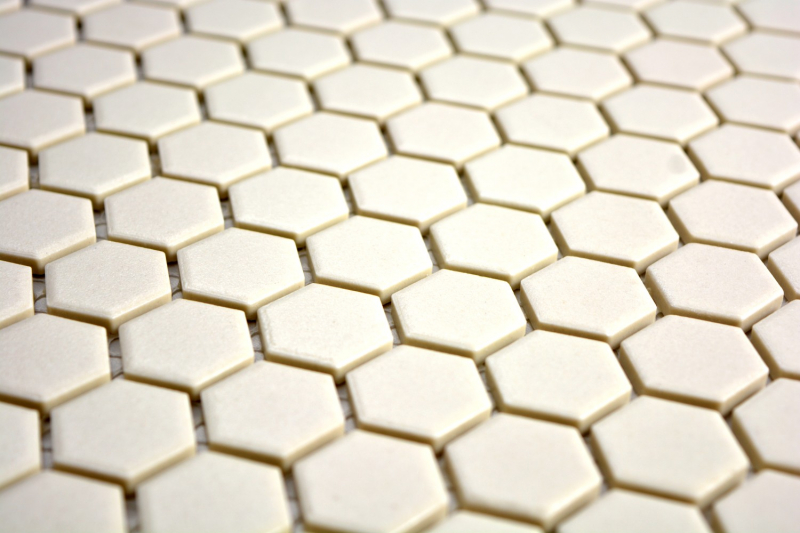 Mosaico de azulejos de cerámica hexágono blanco beige claro sin esmaltar MOS11A-1202-R10_f