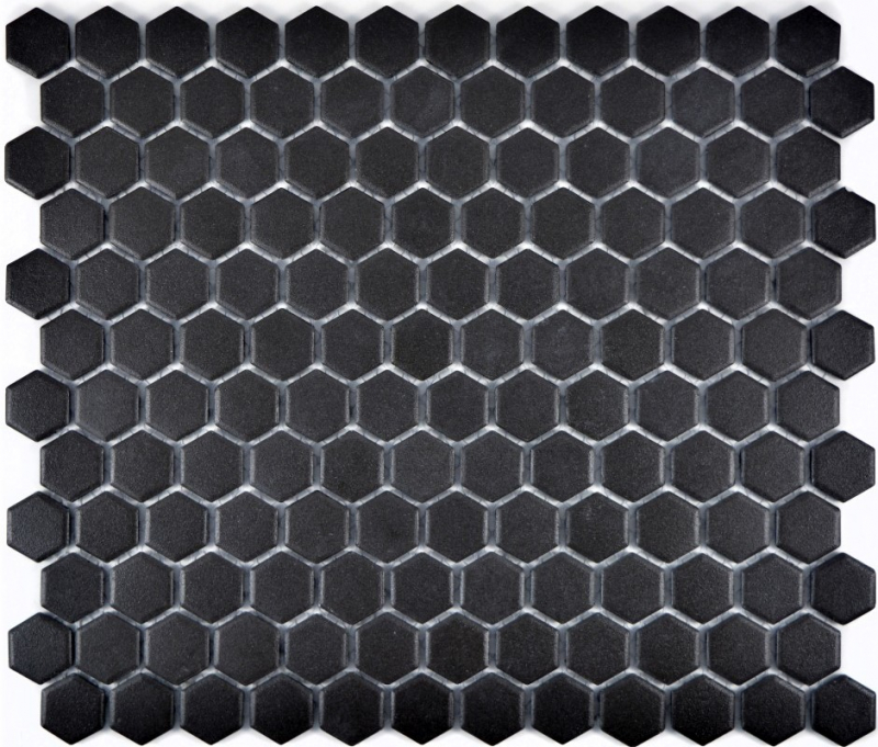 Mosaico de cerámica hexagonal negro sin esmaltar MOS11A-0304-R10_f