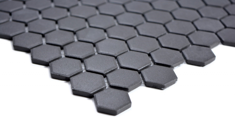 Mosaico de cerámica hexagonal negro sin esmaltar MOS11A-0304-R10_f