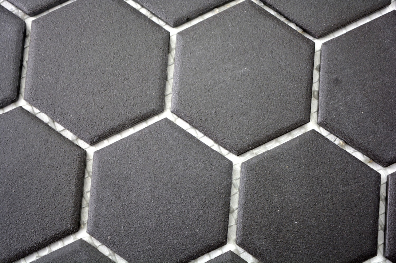 Mosaico de cerámica hexagonal negro sin esmaltar MOS11B-0304-R10_f