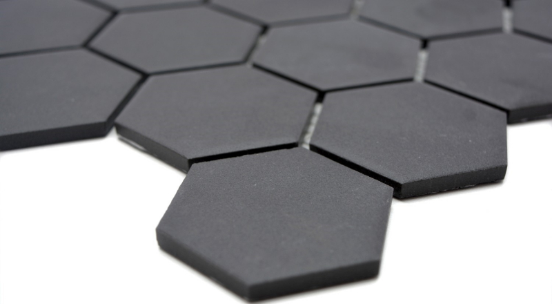Mosaico de cerámica hexagonal negro sin esmaltar MOS11B-0304-R10_f