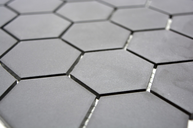 Mosaico de cerámica hexagonal negro sin esmaltar MOS11B-0304-R10_f