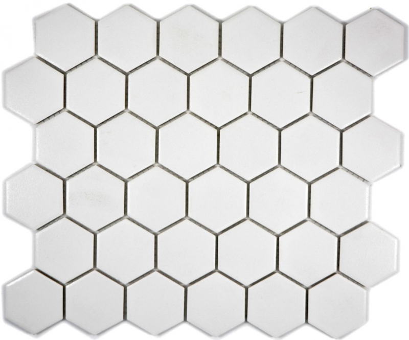Mosaico de azulejos de cerámica hexágono blanco sin esmaltar MOS11B-0102-R10_f