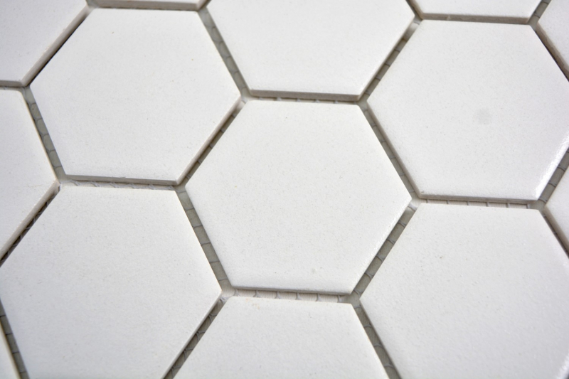 Mosaico de azulejos de cerámica hexágono blanco sin esmaltar MOS11B-0102-R10_f
