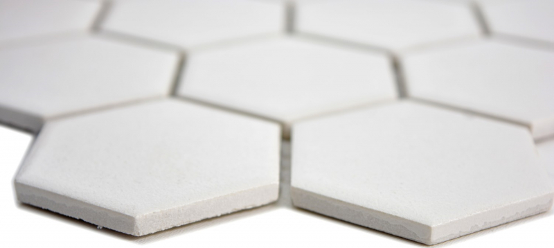 Mosaico de azulejos de cerámica hexágono blanco sin esmaltar MOS11B-0102-R10_f
