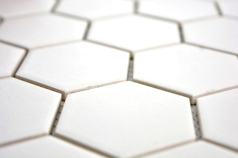 Mosaico de azulejos de cerámica hexágono blanco sin esmaltar MOS11B-0102-R10_f