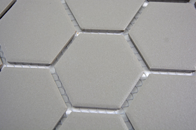 Hexagonal hexágono mosaico azulejo cerámica barro gris sin esmaltar antideslizante plato de ducha ducha piso azulejo del baño - MOS11B-0202-R10