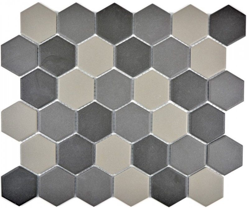 Mosaico de azulejos de cerámica hexágono gris oscuro gris negro sin esmaltar MOS11B-2313-R10_