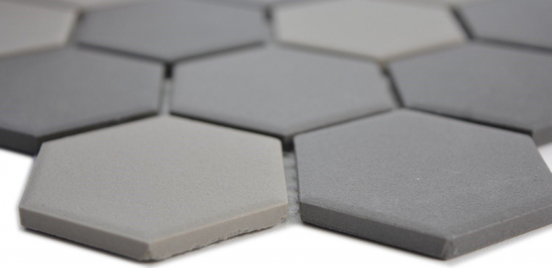 Mosaico de azulejos de cerámica hexágono gris oscuro gris negro sin esmaltar MOS11B-2313-R10_
