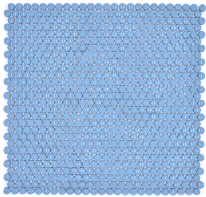 Botón mosaico Loop redondo mosaico azul brillante mate pared azulejo backsplash cocina baño MOS140-0411
