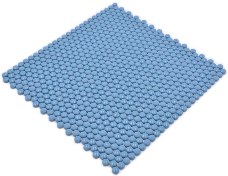 Botón mosaico Loop redondo mosaico azul brillante mate pared azulejo backsplash cocina baño MOS140-0411
