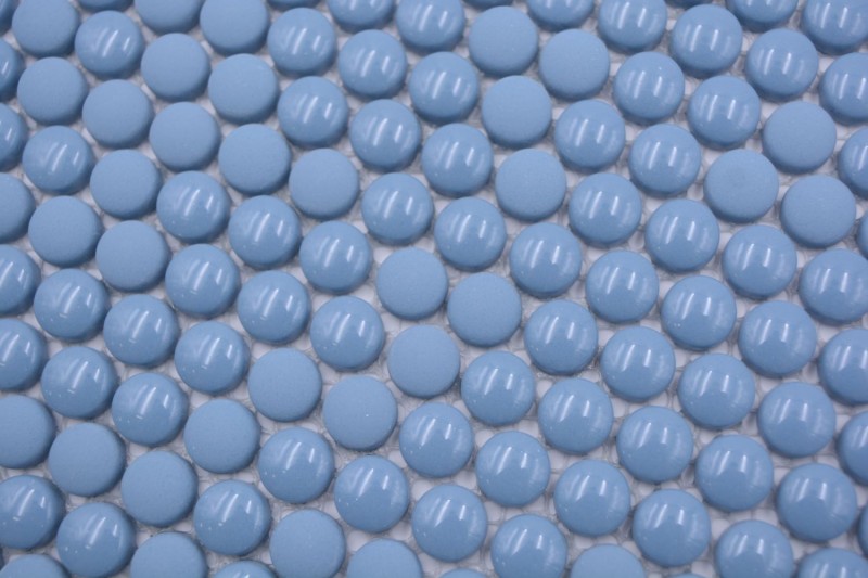 Botón mosaico Loop redondo mosaico azul brillante mate pared azulejo backsplash cocina baño MOS140-0411
