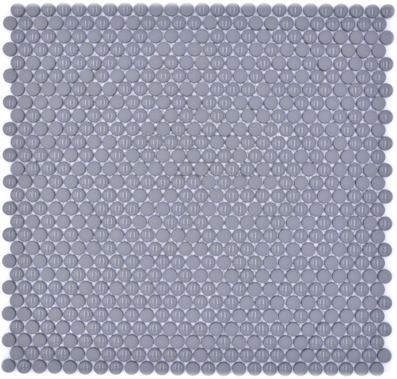 Botón mosaico Loop redondo mosaico gris brillante mate pared azulejo backsplash cocina baño MOS140-0211