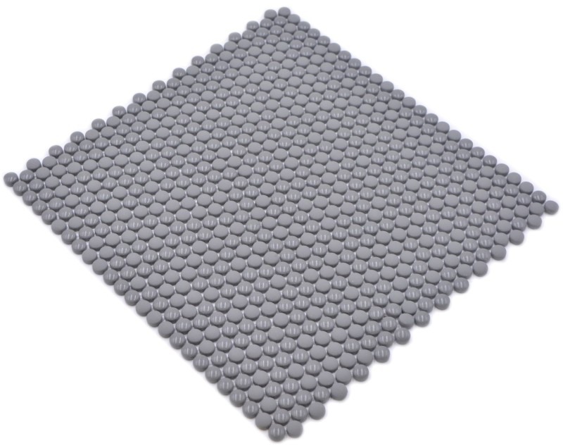 Botón mosaico Loop redondo mosaico gris brillante mate pared azulejo backsplash cocina baño MOS140-0211