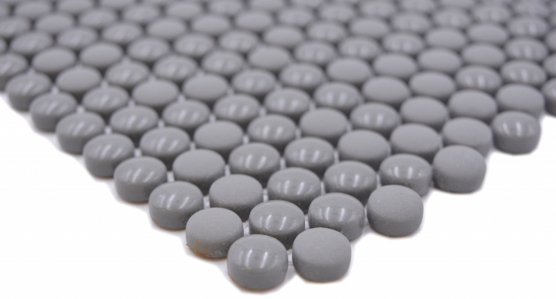 Botón mosaico Loop redondo mosaico gris brillante mate pared azulejo backsplash cocina baño MOS140-0211