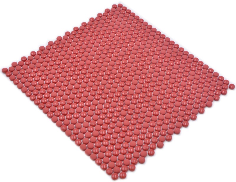 Mosaico de vidrio Mosaico de botones rojo brillante mate Suelo de ducha Mampara de ducha Revestimiento de bañera