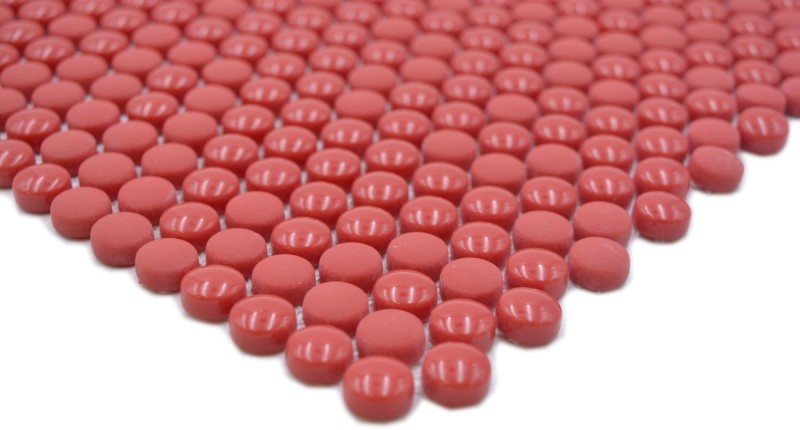 Mosaico de vidrio Mosaico de botones rojo brillante mate Suelo de ducha Mampara de ducha Revestimiento de bañera