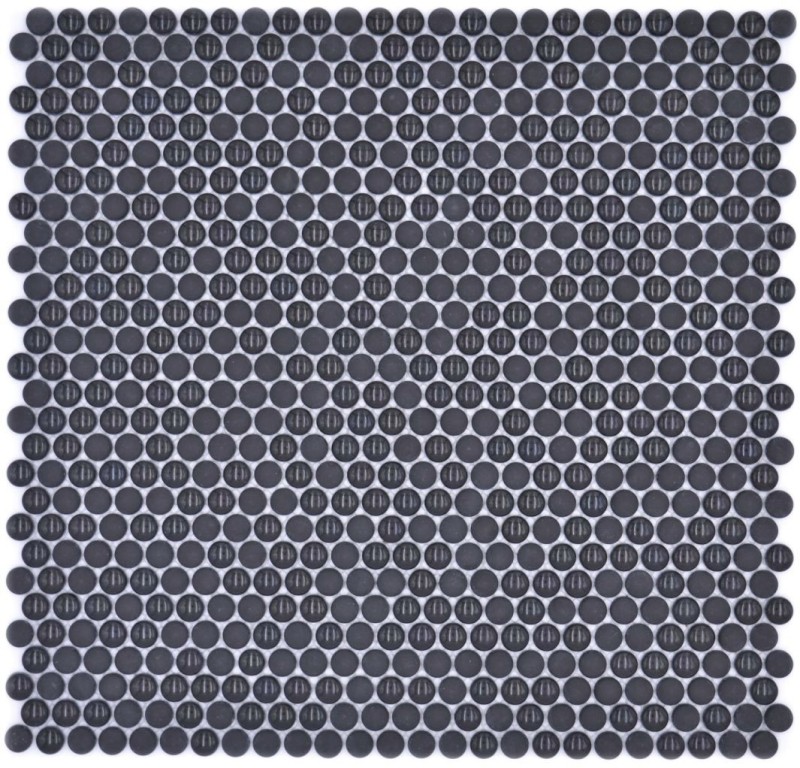 Mosaico de vidrio botón mosaico negro brillo mate suelo ducha pared bañera revestimiento
