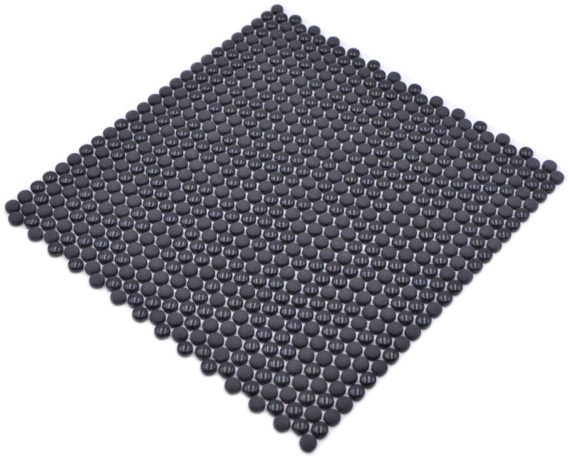 Mosaico de vidrio botón mosaico negro brillo mate suelo ducha pared bañera revestimiento